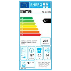 Altus AL 81 IC A Enerji Sınıfı 8 Kg Isı Pompalı Kurutma Makinesi